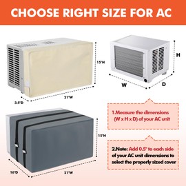 2 fundas de aire acondicionado para ventana, cubiertas de CA para exterior e interior, aislamiento de 3 capas con papel de aluminio y espuma de 2 mm, 21 pulgadas de ancho x 16 pulgadas de profundidad