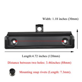 HAHIYO 4.72 Inches Black Metal Mountable Clipboard Clips - 5 Pack, Durable Spring Loaded Clip with Rubber Grips, Hanging Hole and Rivets - Document File Wood Plastic Clip Board for Office School Home