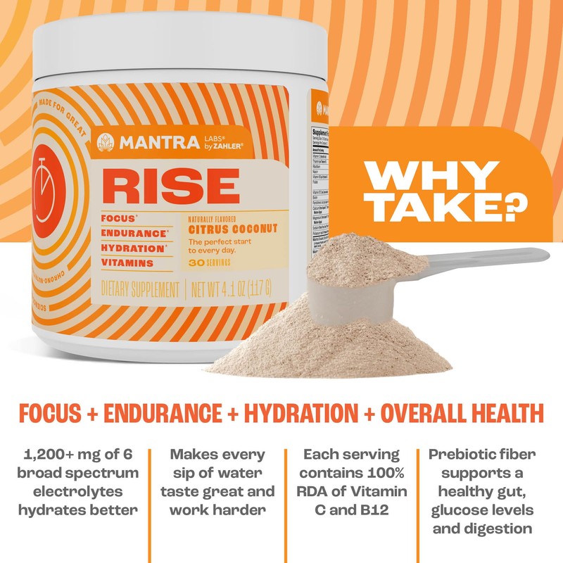 Zahler Mantra Rise, The Energy and Focus Supplement, Citrus Coconut