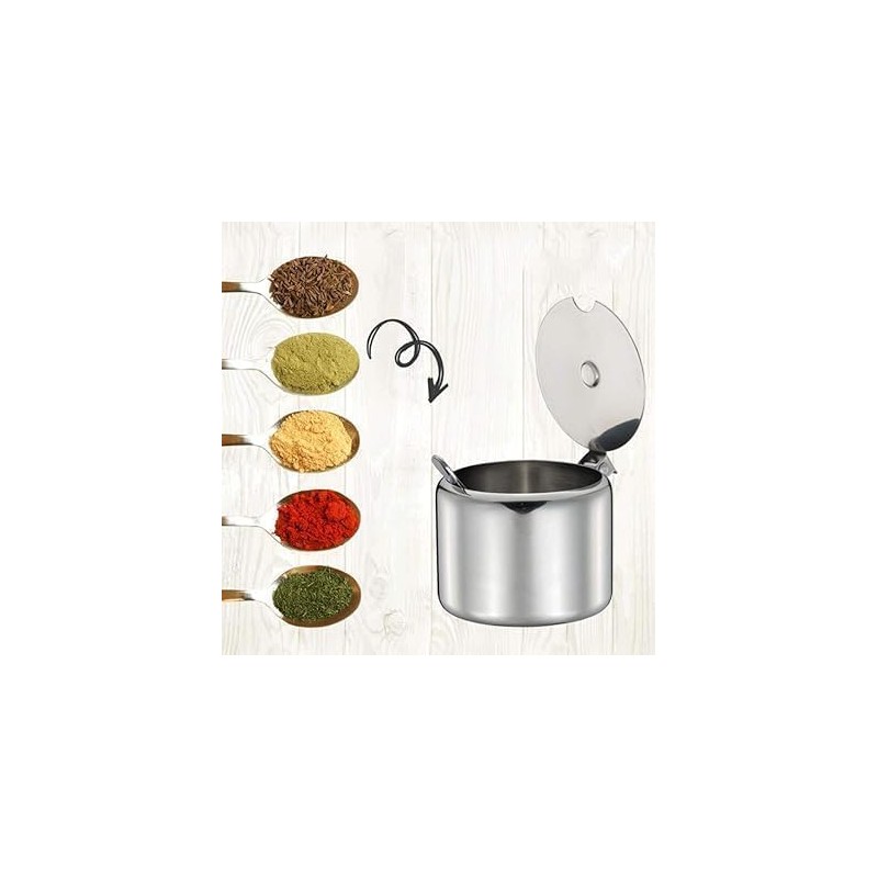 Wwyan 1Set of Silver 285ml Stainless Steel Sugar Bowl with
