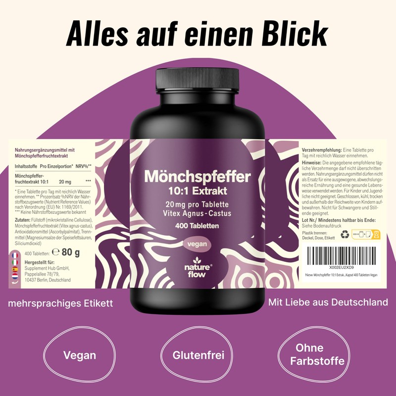 Monk's Pepper High Dose – 400 Tablets – 20 mg