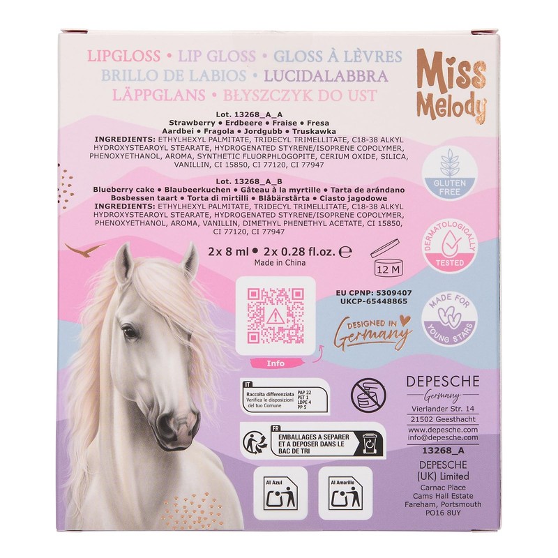 Depesche 13268 Miss Melody BFF Lip Gloss Set, 2 Shiny