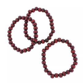 Unbranded Round Wood Bead Bracelet - 56mm - Burgundy - 1 Bracelet - BB027
