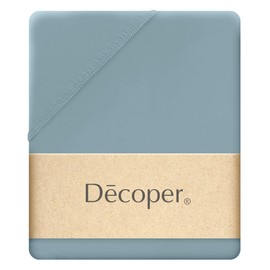 Decoper ® Mako Fine Jersey Fitted Sheet Made of 100% Cotton, Breathable and Cuddly Soft, Oeko-Tex Certified, Mattress Height up to 25 cm, 140-160 cm x 200 cm, Colour Aquamarine