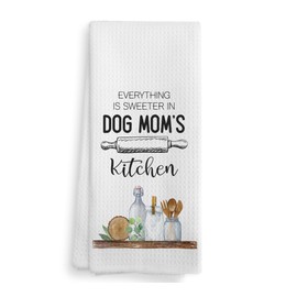 NOQL Dog Mom's Kitchen Towels and Dishcloths, Gifts Gift for Mothers Day, Dog Mom Drying Cloth Hand Towels Tea Towels for Bathroom Kitchen, 16×24 Inches
