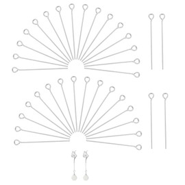 300PCS Eye Pins Silver Stainless Steel Eye Pin Needle 2MM Hole Open Eye Needle DIY Jewelry Accessories for Earring Pendant DIY Craft Eye Pins for Jewellery Making and Bracelet'S Decorative