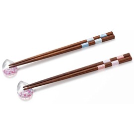 Aderia Tsugaru Vidro FS-75504 Wakasa Lacquer Chopsticks Gift Set, Sakura Shizuku, Chopsticks Rest/Chopsticks Set, Made in Japan