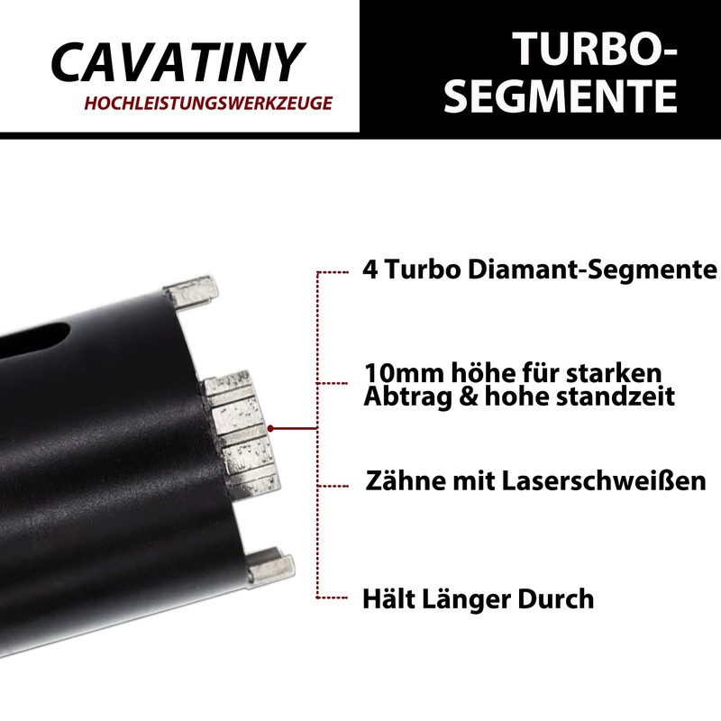 CAVATINY Diamond Drill Bit Socket Countersink 82 mm, Segment Height