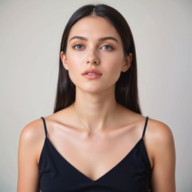 ADSFG 18K Gold Plated Cubic Zirconia Diamond Pendant Necklace, Adjustable Dainty Heart Love Pendant for Women (Pink)