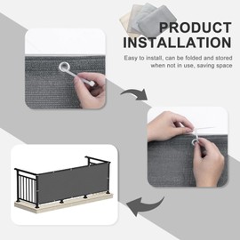 HENG FENG Balcony Privacy Screen 0.9x4m, Screen Fence Cover (HDPE), 95% UV Protection for Deck, Patio, Backyard, Outdoor Pool, Porch, Railing,Anthracite