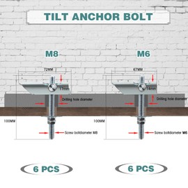 Fomiata Pack of 12 Toggle Dowels M6/M8 x 100 mm, Wall Plugs Plasterboard, Tilt Anchor for Attaching Carbon Steel, for Hanging Heavy Objects, for Mounting on Ceilings or Walls (M6/M8)