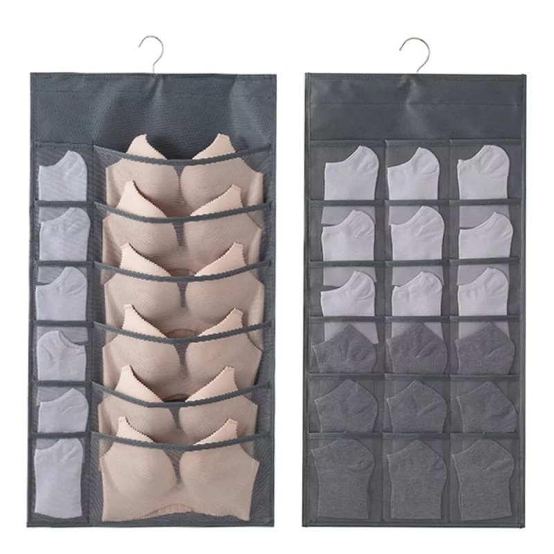 INTSUPERMAI 30Pocket Grids Double-sided Storage Hanging Bag Hook Mesh Storage
