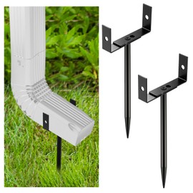 Otoolling 2 Pack Rainwater Downspout Brackets, Downspout Adapters, Heavy Duty Galvanized Iron, Sturdy and Durable, Adjustable Size, Rust Proof Anchors for Pipe Support, Easy to Install (Black)