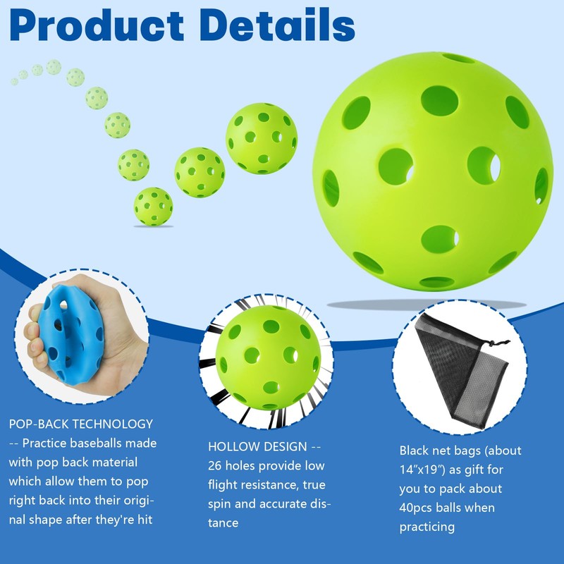 Coopay 36 Pack Baseball Practice Balls Plastic Training Balls Lightweight