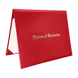 Tnghui Diploma Cover 8.5”x11” Imprinted “Diploma of Graduation” Rich in Color Leatherette Padded Certificate Covers Red