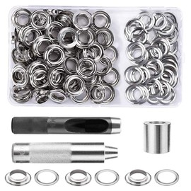 Bestgle 100 Sets Metal Grommets Tool Kit, 12mm Inside Diameter Grommets Eyelets with Install Tools for Clothes Leather Crafts