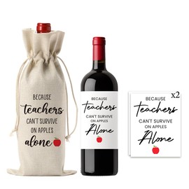 Funny Teacher Gifts for Women Valentines Day Teacher Gifts Wine Gift Bags for Teachers Retirement Appreciation Gift for Teachers Wine Bottle Bags with 2Pcs Wine Label