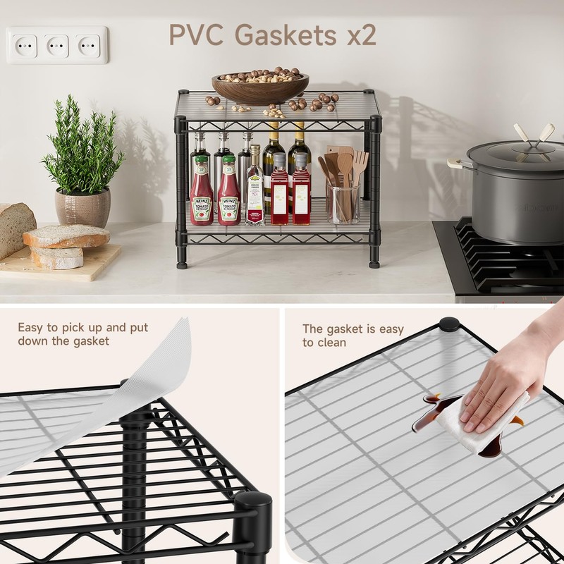 Golpart Small 2 Tier Shelves Storage Wire Shelving Unit Metal
