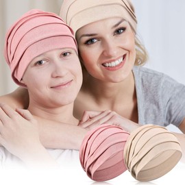 Syhood 5 Pieces Women Turban Sleep Cap Skull Cap Slouchy Beanie Soft Bonnet Hat Women for Sleeping Hair Loss, Black, White, Khaki, Navy, Pink, One Size