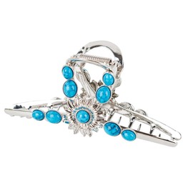 Framendino, 1 Pack Turquoise Blue Hair Claw Clips Western Metal large Clip for Women