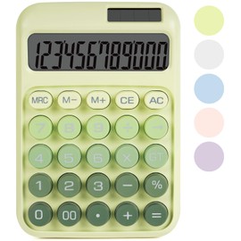 DANRONG Mechanical Switch Calculator with Big Buttons, Calculators Desktop, 12 Digits, Solar Battery Power, Desk Calculator, Large LCD Display, Cute Green Calculator for Teachers Students Basic Office