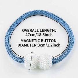 Newaner Magnetic Curtain Tiebacks Clips 6 Pieces Curtain Rope Buckles Tiebacks Tie Weaving Tie Band for Home Office Window Decoration (Blue)