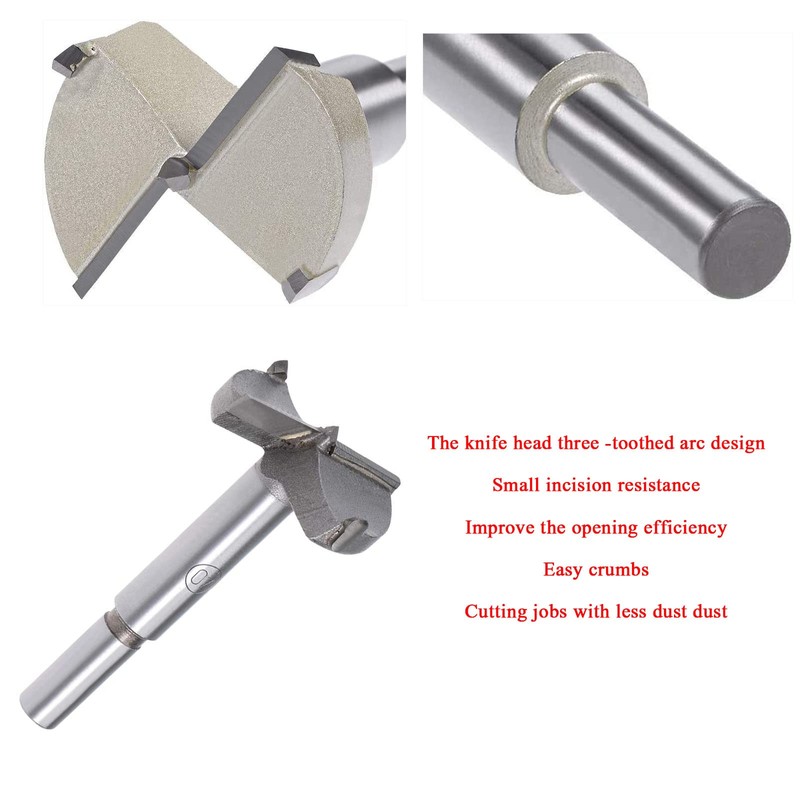 TA-VIGOR Forstner Drill Bit 40mm, Tungsten Carbide Wood Hole Saw