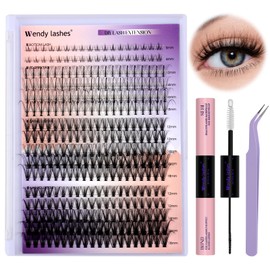 DIY Natural Lash Clusters Kit,Individual False Eyelashes Wispy Cluster Eyelash Extensions 12-18mm Mixed D/3D Curl Eyelash Clusters Kit with Lash Bond and Seal,Lash Tweezers for Self Use(D-20/30D Kit)