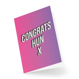 Tongue in Peach Congratulations Cards, New Job Card, Congrats Hun, Graduation New Job New Baby New Job Bestie Best Friend for Her for Him, CBH476, White, 21 x 15 x 0.2 cm