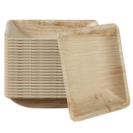 Restaurantware Indo 3 x 3 Inch Palm Leaf Plates 100 Durable Palm Plates - Disposable Square Design Palm Leaf Dinner Plates Impervious To Grease For Hefty Meals Appetizers Or Desserts