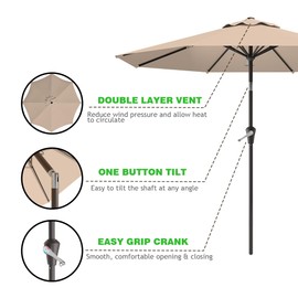 AreShark 9 FT Patio Umbrella for Outdoor, Outdoor Table Umbrella with Push Button Tilt and Crank, Outdoor Patio Umbrellas with 8 Sturdy Ribs, Patio Umbrellas for Market, Garden, Pool (Beige) | AreShark