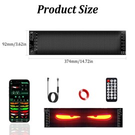 Devil Eyes Light for Cars, 92 * 374mm Programmierbar Laufschrift Led Anzeige mit App-Steuerung, c Augen für LKW, Personalisierbare LED-Anzeige für Text, Emoji, Graffiti & mehr