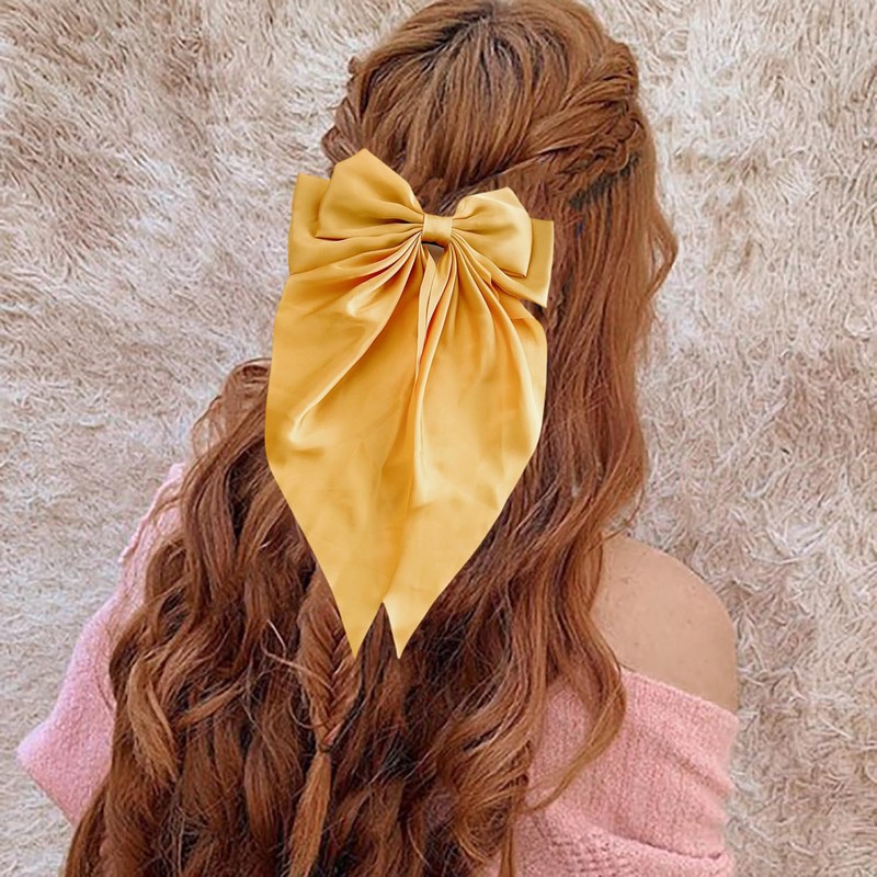 Hair Bows for Women ginger Clips Large Satin Ribbon Bow