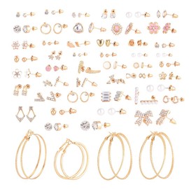 51 Pairs Earrings for Women Set Hypoallergenic Assorted Earrings Set Hoop Earring Set Cute Flower Leaf Ball Simple Earrings Stud Jewelry Set (Style 01)