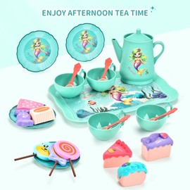 MOONKATE Kids Tea Set, Pretend Party Play Toys for Boys Girls Toddlers (Mermaid)