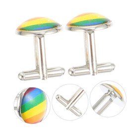 Operitacx 2 Pairs Stainless Steel Cufflinks for Men Wedding Rainbow Eyelet Buttons for Crafting