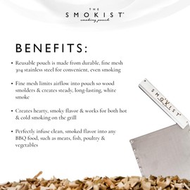 The Smokist Smoking Pouch for Grill | Infuse smoke into grilled food on any BBQ | Stainless Steel Mesh Grill Bag | Made in the USA