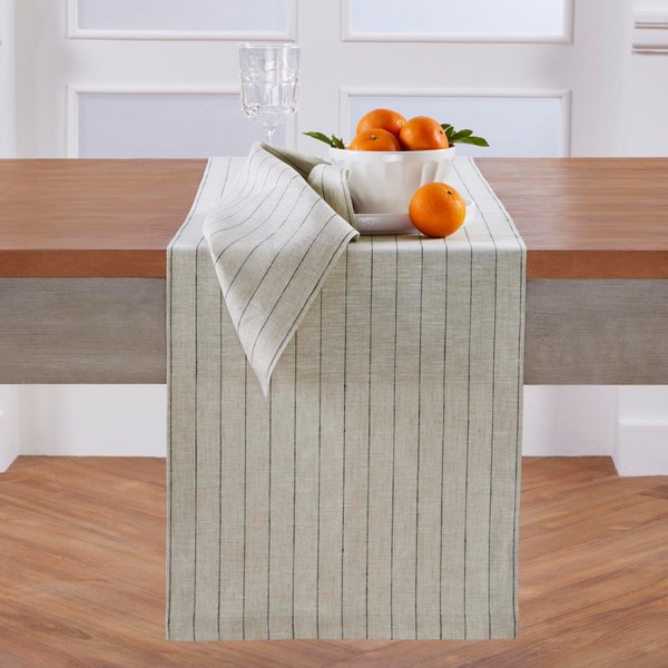 Solino Home Striped Table Runner 48 Inches - Pinstripe, 100%