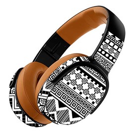 MightySkins Skin Compatible with Skullcandy Crusher 360 Wireless Headphones - Black Aztec | Protective, Durable, and Unique Vinyl wrap Cover | Easy to Apply, Remove | Made in The USA