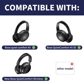 Damex Replacement earpads for Bose QuietComfort 45/ QuietComfort 45 SE/New QuietComfort Wireless Noise Cancelling Headphones, Updated Thickened、Memory Foam、Protein Leather (White)