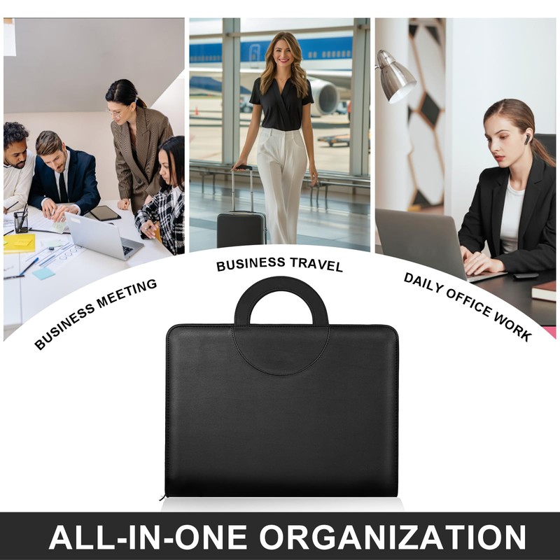 Leathario 3-Ring Portfolio Binder, Includes 5 Folder Index Dividers, 13