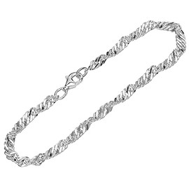 NKlaus Necklace Double Curb Chain Twisted 925 Sterling Silver (38 cm - 80 cm) Width 3.5 mm, 19 centimetres, Sterling Silver