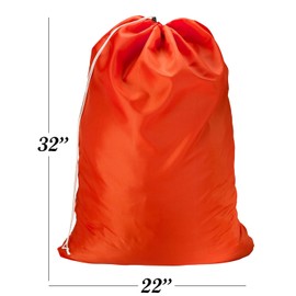 Nylon Laundry Bag - Locking Drawstring Closure and Machine Washable. These Large Bags Will Fit a Laundry Basket or Hamper and Strong Enough to Carry up to Three Loads of Clothes. (Orange)