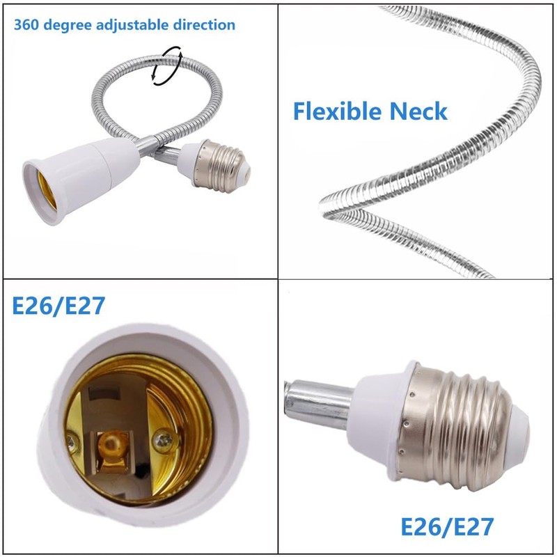 E26/E27 Light Socket Extender Adapter,30cm/12 inch Light Bulb Extension,E26 to