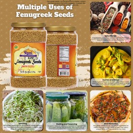 Rani Fenugreek (Methi) Seeds Whole 80oz (5lbs) 2.27kg Bulk PET Jar, Trigonella foenum graecum ~ All Natural | Vegan | Gluten Friendly | Non-GMO | Kosher | Indian Origin, used in cooking & Ayurvedic
