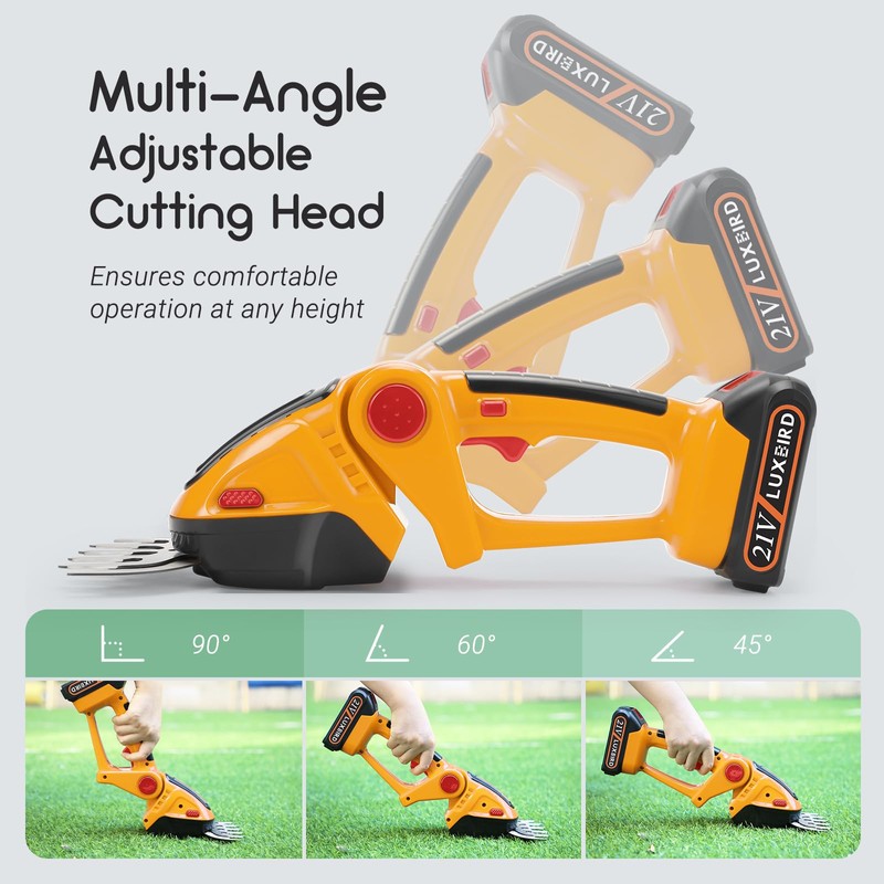 LUXBIRD 2-in-1 Mini Hedge Trimmer Cordless,Light Handheld Grass Trimmer, Electric
