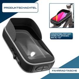 Frame Bag Bicycle Compatible with Smartphones up to 7.5 Inches Ergonomic Design Waterproof Ideal for Mountain and City Cycling Secure Compartments Easy Access