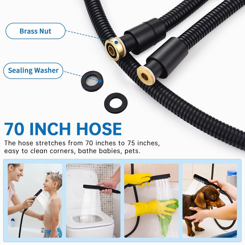 G-Promise All Metal Handheld Shower Set with 3-Function Showerwand, included