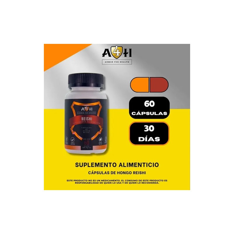 A4h Hongo Reishi 90 Cáps Antioxidante Antiinflamatorio Sabor Sin Sabor