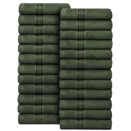 Belizzi Home Ultra Soft Cotton Washcloths, Contains 24 Piece Face Cloths 12x12 inch, Ideal for Everyday use Face Towels, Compact & Lightweight Multi Purpose Washcloths - Olive Green